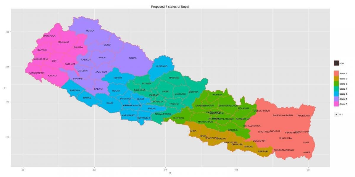нов Непал карта с 7 брой членка