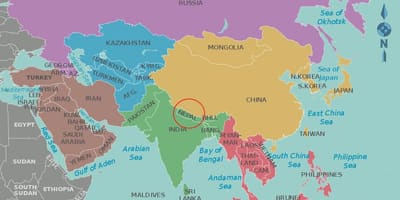 Карта на Непал и съседните страни