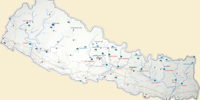 Карта на Непал, с езера