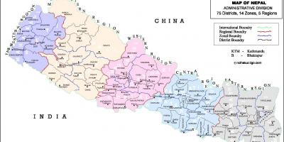 Непал всички регионални картата